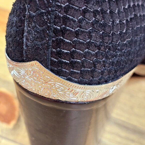 JEFFREY CAMPBELL Cromwell Black Suede Snakeskin Embossed Boots Size 7.5 - Picture 6 of 8